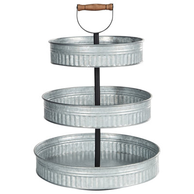 Beliani 3-Tiered Cake Stand Kouign Silver from B&Q