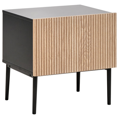 Beliani Bedside Table Blythe Natural Ash Wood Black from B&Q