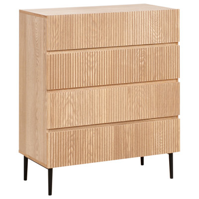 Beliani 4 Drawer Chest Blythe Natural Ash Wood from B&Q