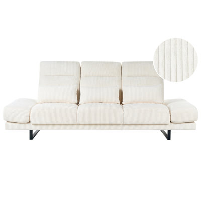 Beliani Sofa 3 Seater Ikast Corduroy Light Beige from B&Q