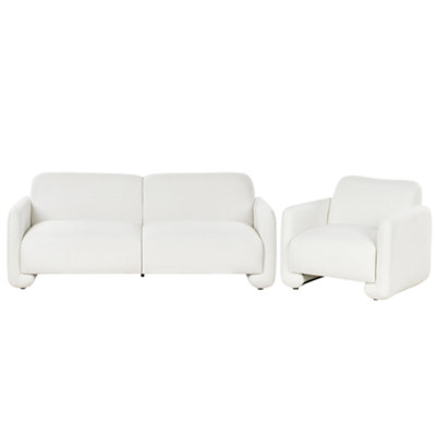 Beliani Living Room Set 4 Seater Saland Fabric White