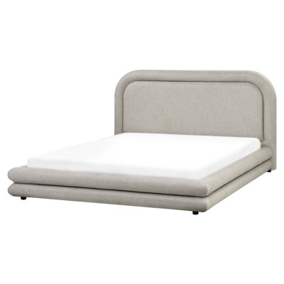 Beliani Waterbed Faux Linen Lavardens 160 X 200 Cm (Eu King Size) Taupe from B&Q