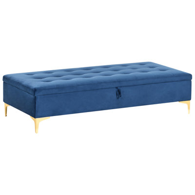 Beliani Storage Ottoman Aberdeen Velvet Navy Blue from B&Q