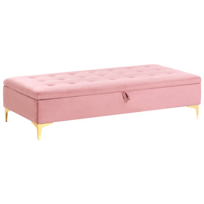 Beliani Storage Ottoman Aberdeen Velvet Pink from B&Q
