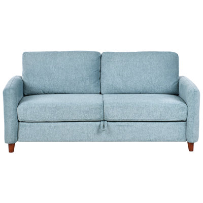 Beliani Sofa 3 Seater Mare Fabric Blue With Storage
