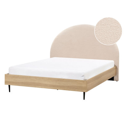 Beliani Bed Boucle Millay 140 X 200 Cm (Eu Double) Beige from B&Q