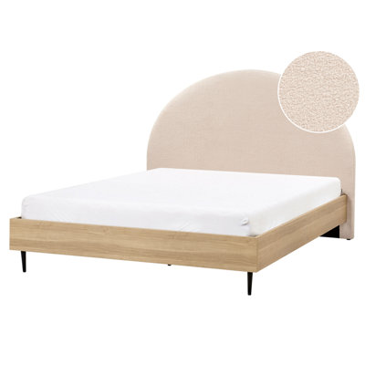 Beliani Bed Boucle Millay 160 X 200 Cm (Eu King Size) Beige from B&Q