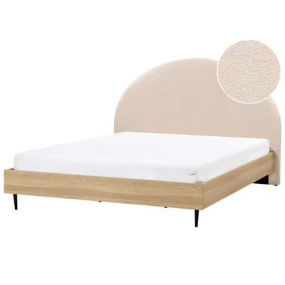 Beliani Bed Boucle Millay 180 X 200 Cm (Eu Super King) Beige from B&Q