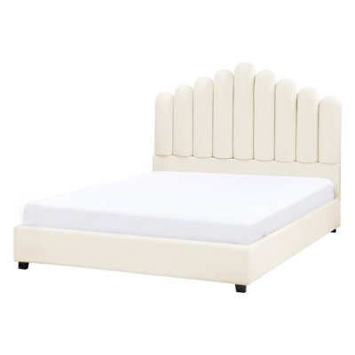 Beliani Waterbed Velvet Vincennes 140 X 200 Cm (Eu Double) Off-White from B&Q