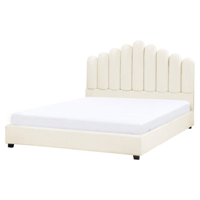 Beliani Waterbed Velvet Vincennes 160 X 200 Cm (Eu King Size) Off-White from B&Q