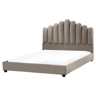 Beliani Waterbed Velvet Vincennes 160 X 200 Cm (Eu King Size) Taupe from B&Q