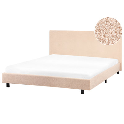 Beliani Waterbed Boucle Albi 160 X 200 Cm (Eu King Size) Beige from B&Q