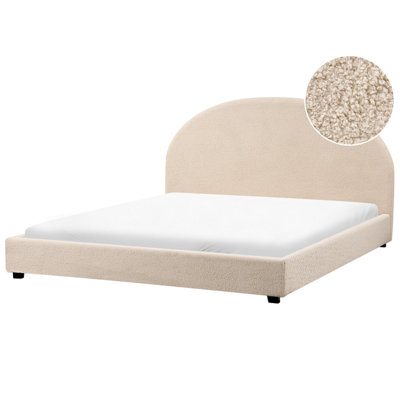 Beliani Bed Boucle Vaucluse 180 X 200 Cm (Eu Super King) Beige from B&Q