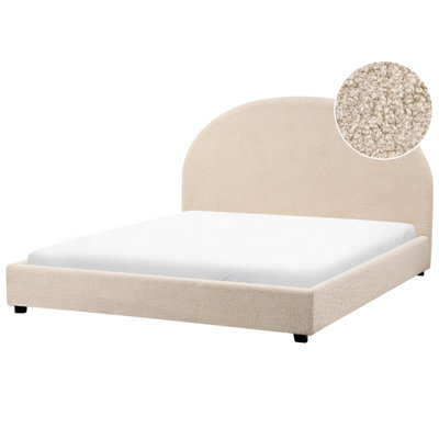 Beliani Waterbed Boucle Vaucluse 160 X 200 Cm (Eu King Size) Beige from B&Q
