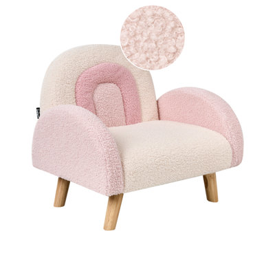 B&Q -  Kids Armchair Rainbow Ombo Boucle Pastel Pink