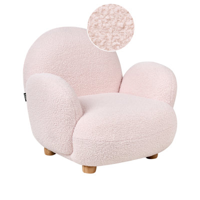 B&Q -  Kids Armchair Hem Boucle Pastel Pink