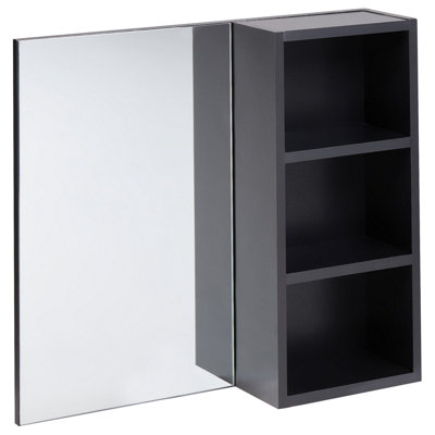Beliani Black Bathroom Wall Mounted Mirror Cabinet Joinville 60 Cm