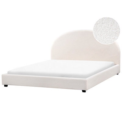 Beliani Bed Boucle Vaucluse 180 X 200 Cm (Eu Super King) Off-White