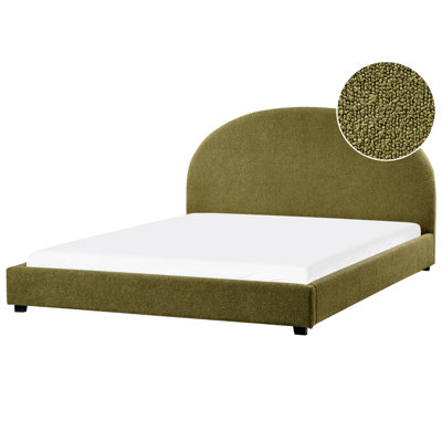 Beliani Bed Boucle Vaucluse 180 X 200 Cm (Eu Super King) Olive Green from B&Q