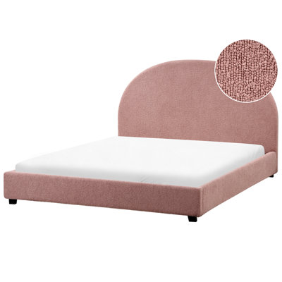 Beliani Waterbed Boucle Vaucluse 140 X 200 Cm (Eu Double) Pastel Pink from B&Q