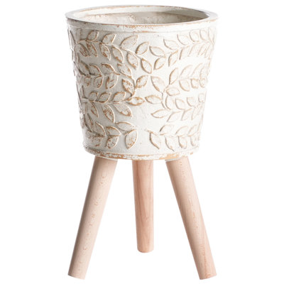 B&Q -  Elevated Plant Pot Aliartos 26 Cm Off-White