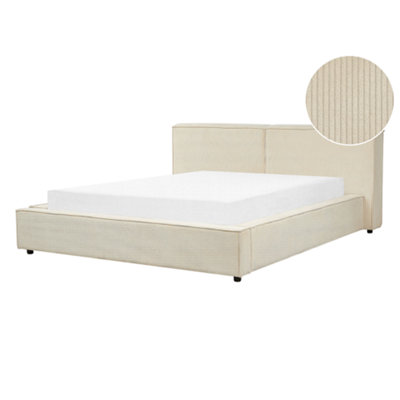 Beliani Waterbed Corduroy Linards 160 X 200 Cm (Eu King Size) Beige from B&Q