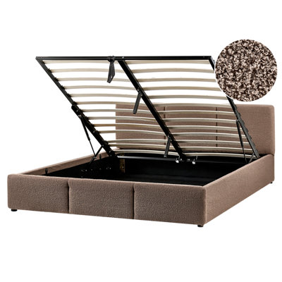 Beliani Ottoman Bed Boucle Bousse 160 X 200 Cm (Eu King Size) Taupe from B&Q