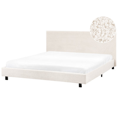 Beliani Waterbed Boucle Albi 180 X 200 Cm (Eu Super King) Off-White from B&Q