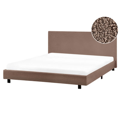 Beliani Waterbed Boucle Albi 180 X 200 Cm (Eu Super King) Brown from B&Q