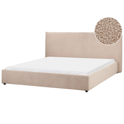 Beliani Bed Boucle Lavaur 180 X 200 Cm (Eu Super King) Taupe from B&Q