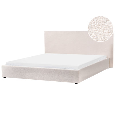 Beliani Bed Boucle Lavaur 180 X 200 Cm (Eu Super King) Off-White from B&Q