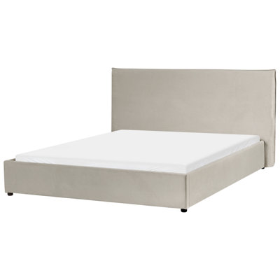 Beliani Waterbed Velvet Lavaur 160 X 200 Cm (Eu King Size) Taupe from B&Q