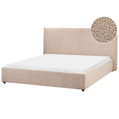 Beliani Waterbed Boucle Lavaur 160 X 200 Cm (Eu King Size) Taupe from B&Q