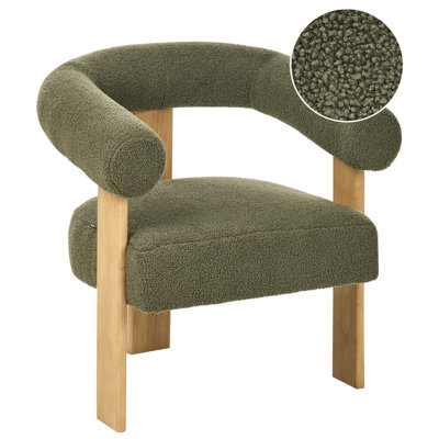 Beliani Armchair Ilbro Boucle Green/ Light Brown from B&Q