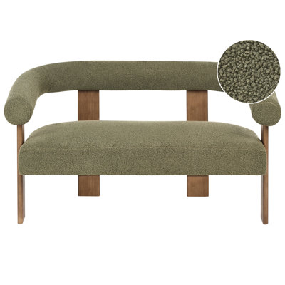 Beliani Sofa 2 Seater Ilbro Boucle Green/ Dark Brown from B&Q