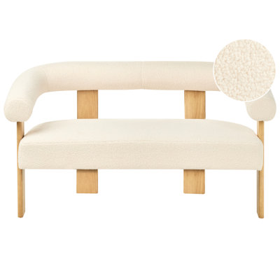 Beliani Sofa 2 Seater Ilbro Boucle Off-White/ Light Brown from B&Q