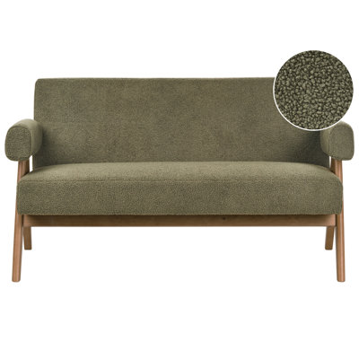 Beliani Sofa 2 Seater Tamre Boucle Green/ Dark Brown from B&Q