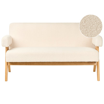 Beliani Sofa 2 Seater Tamre Boucle Off-White/ Light Brown from B&Q