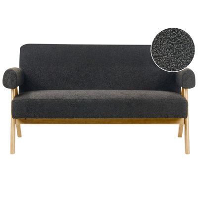 Beliani Sofa 2 Seater Tamre Boucle Black/ Light Brown from B&Q