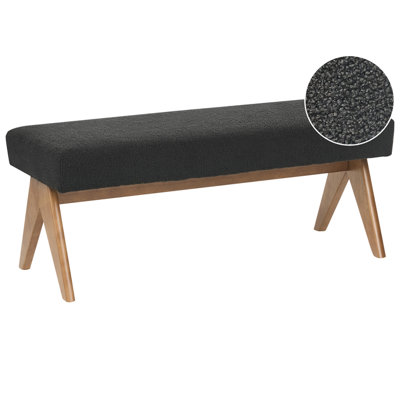 Beliani Upholstered Bench Tamre Boucle Black/ Dark Brown from B&Q