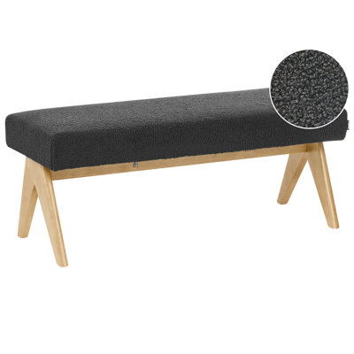 B&Q -  Upholstered Bench Tamre Boucle Black/ Light Brown