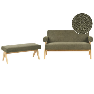 Beliani Living Room Set Tamre Boucle Green/ Light Brown from B&Q