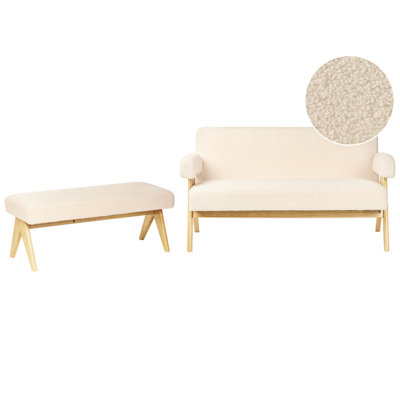 Beliani Living Room Set Tamre Boucle Off-White/ Light Brown from B&Q