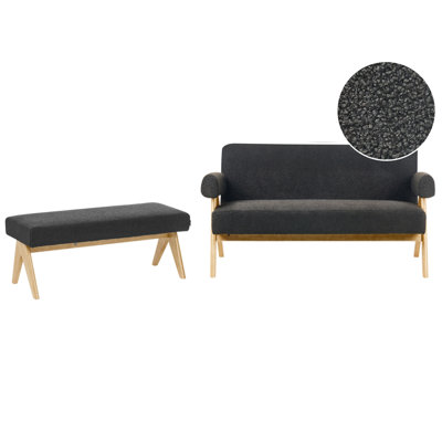 Beliani Living Room Set Tamre Boucle Black/ Light Brown from B&Q