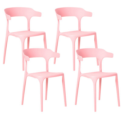 Beliani Set Of 4 Garden Chairs Gubbio Pink