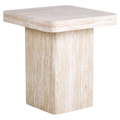 Beliani Side Table Duson Travertine Effect from B&Q