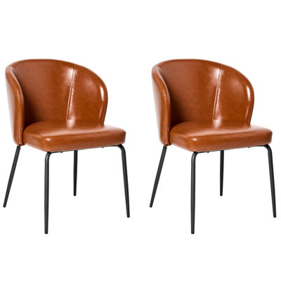 B&Q -  Set Of 2 Dining Chairs Zana Faux Leather Golden Brown