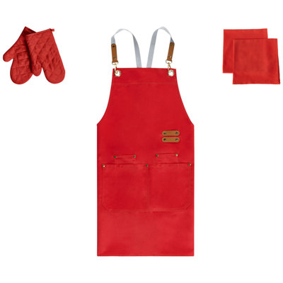 Beliani Kitchen Textiles Set Brassica Red from B&Q