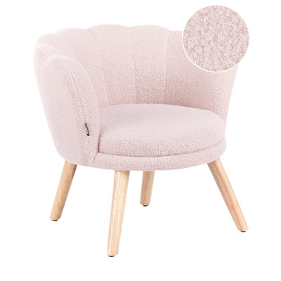 B&Q -  Kids Armchair Halby Boucle Pastel Pink