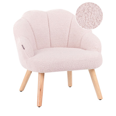 B&Q -  Kids Armchair Miland Boucle Pastel Pink